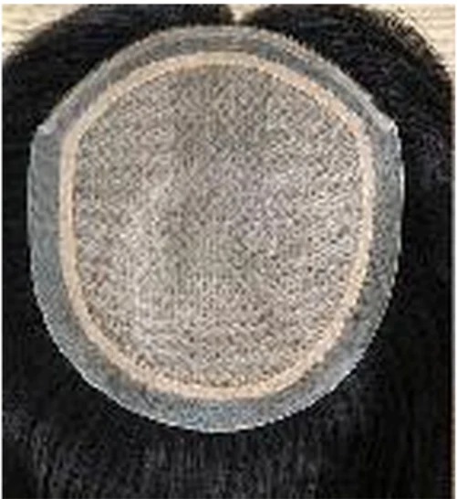 Underside of a full coverage silk topper from the catalogue